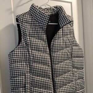 Lands' End Women's Large Houndstooth Quilted Vest